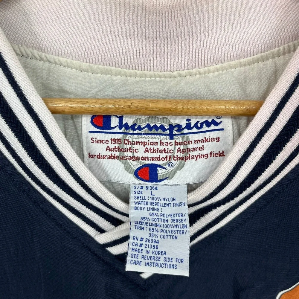 Champion Oregon State Beavers V-Neck Windbreaker Navy Blue Mens Large Vtg 90s